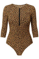 plus size leopard print sleeved tummy control swimsuit dubai modest one piece