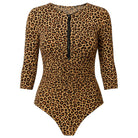 Leoprard print Sleeved Swimsuits - Bare Essentials