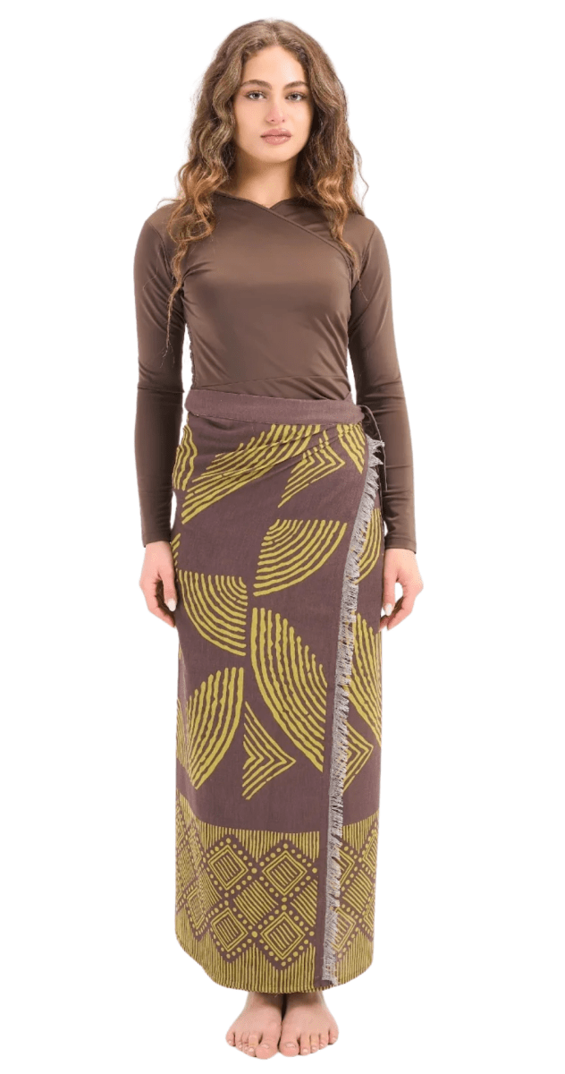 Lime Petals Linen Pareo (Brown) - Bare Essentials