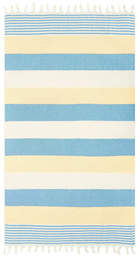 Linia Blue and Yellow Organic Turkish Beach Towel - Bare Essentials