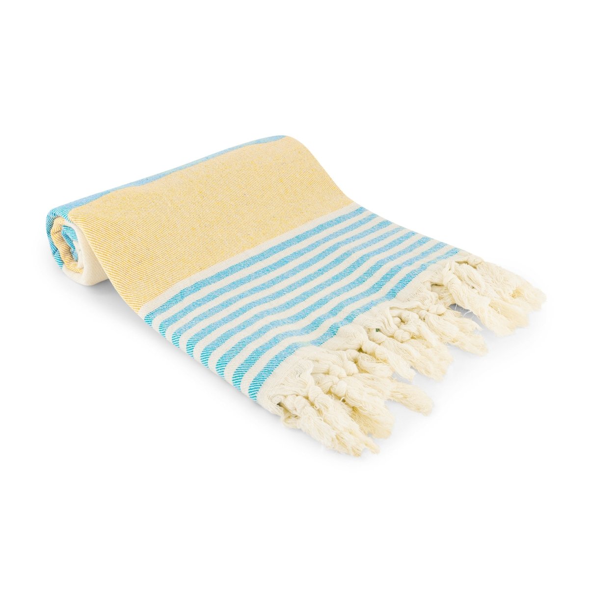 Linia Blue and Yellow Organic Turkish Beach Towel - Bare Essentials