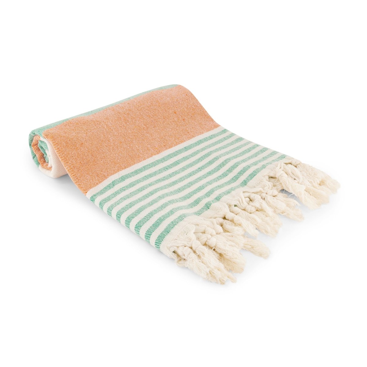 Linia Green & Orange Organic Turkish Beach Towel - Bare Essentials