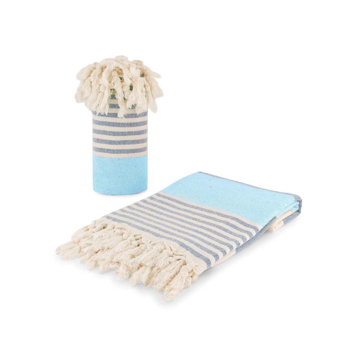 Linia Navy & Blue Organic Turkish Beach Towel - Bare Essentials