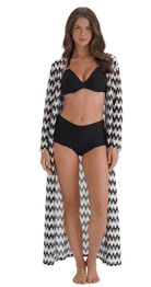 Midnight Chevron Long Beach Cover-Up Kimono - Bare Essentials