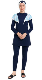 Navy Blue Printed Ruffle Sleeves - Bare Essentials