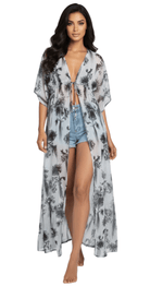 Palm Print Long Kaftan - Bare Essentials
