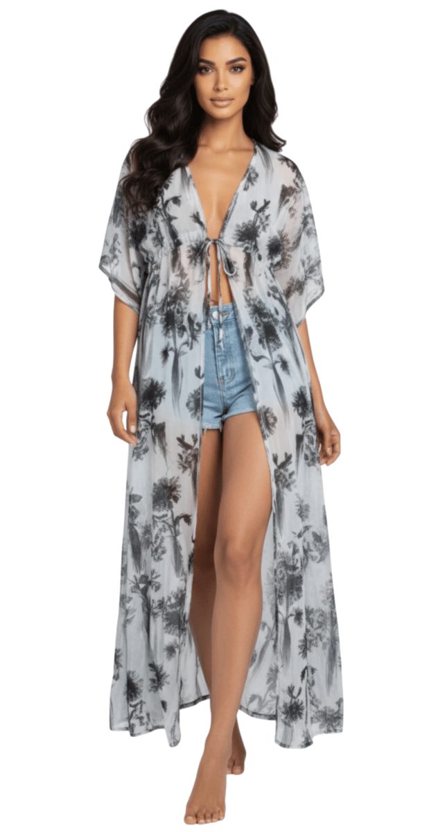 Palm Print Long Kaftan - Bare Essentials