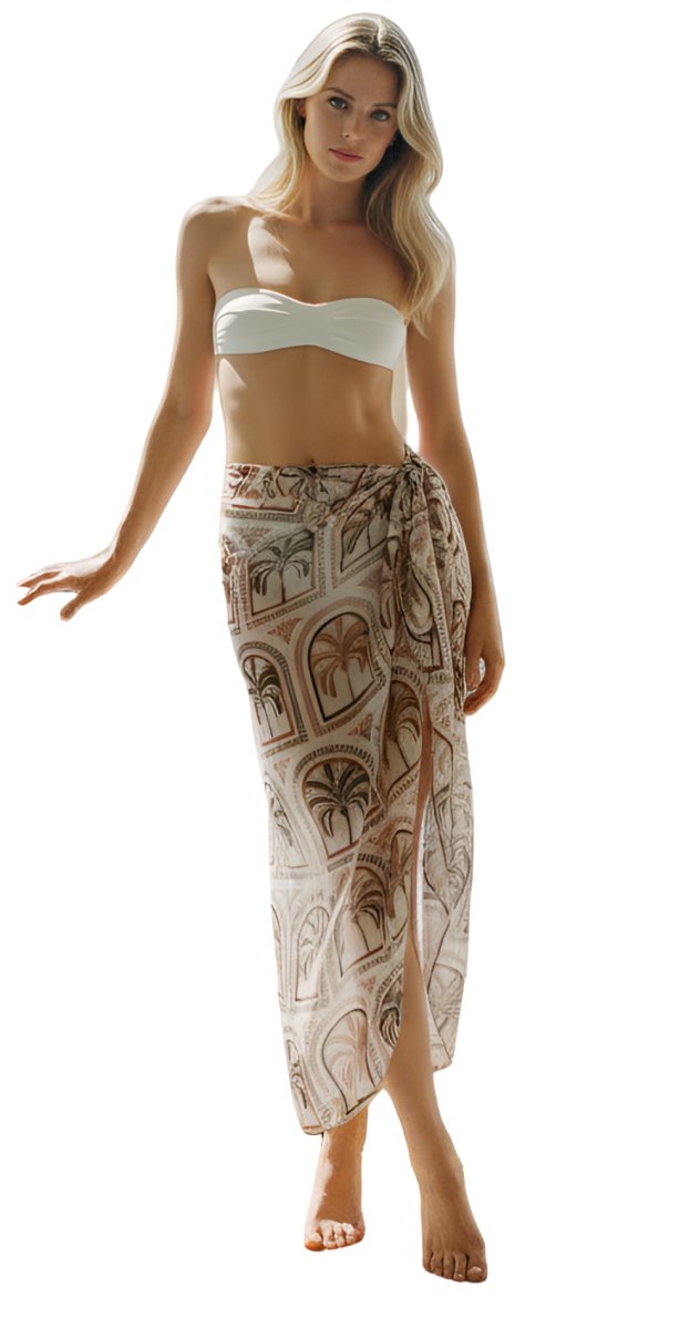 Palms Chiffon Mesh Wrap (Brick) - Bare Essentials