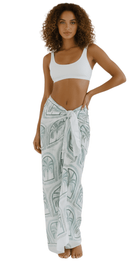 Palms chiffon mesh beach wrap sarong styled over bikini swimwear resort cover up Dubai