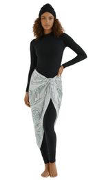 Palms chiffon mesh wrap worn as modest swimwear cover up lightweight sarong Dubai beachwear