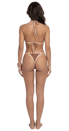 Perfect Tan Brown with Off White Brazilian Triangle Bikini - Bare Essentials