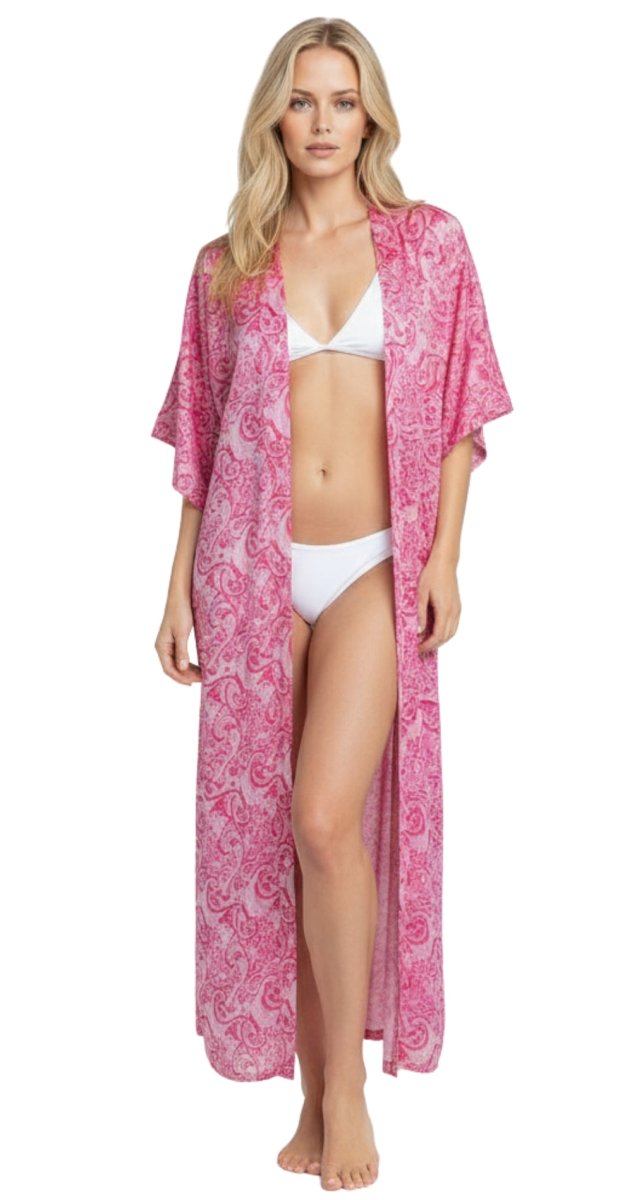 Pink Paisley Maxi Kaftan Cover - Up - Bare Essentials