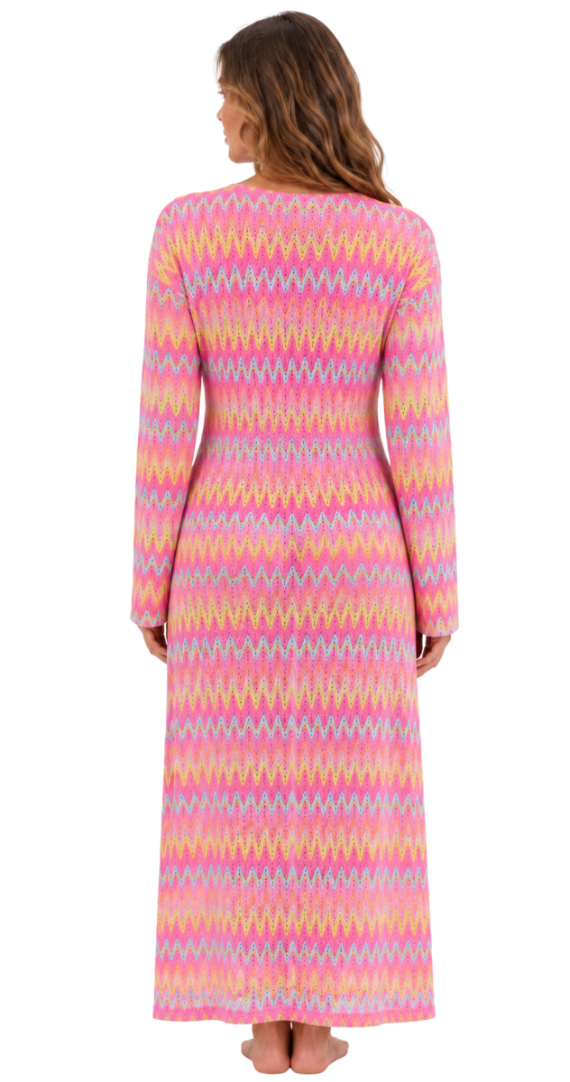 Pink Paradise Long Beach Cover-Up Kimono - Bare Essentials