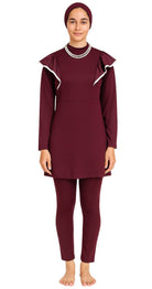 Plum Ruffle Modest Burkini Set - Bare Essentials