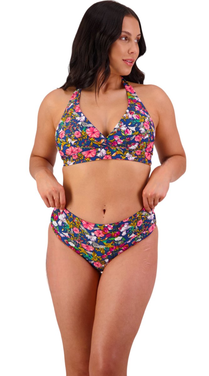 Queenie Reversible Underwired Halter (DD/E & F/G Cup) & High Ruched Front Pant - Bare Essentials