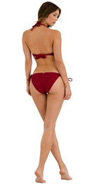 Moontide Retro Deco Slim Tie Side Bikini Pant Maroon Mix and Match Swimwear Dubai