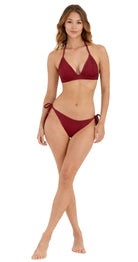 Moontide Retro Deco Triangle Bikini Maroon Back View Adjustable Tie Back Swimwear Dubai