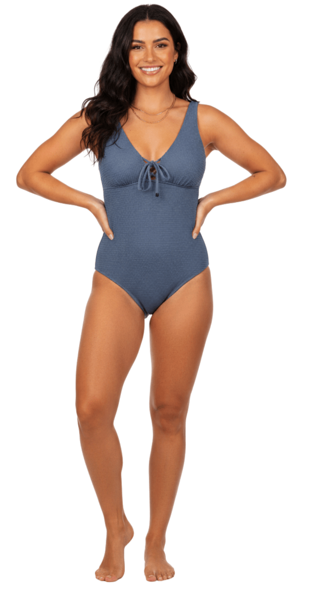 Retro Deco Plunge Suit (Ash) - Bare Essentials