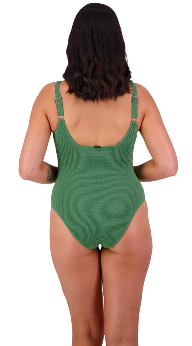 Retro Deco Underwired Square Neck Suit - DD/E & F/G (Seaweed) - Bare Essentials