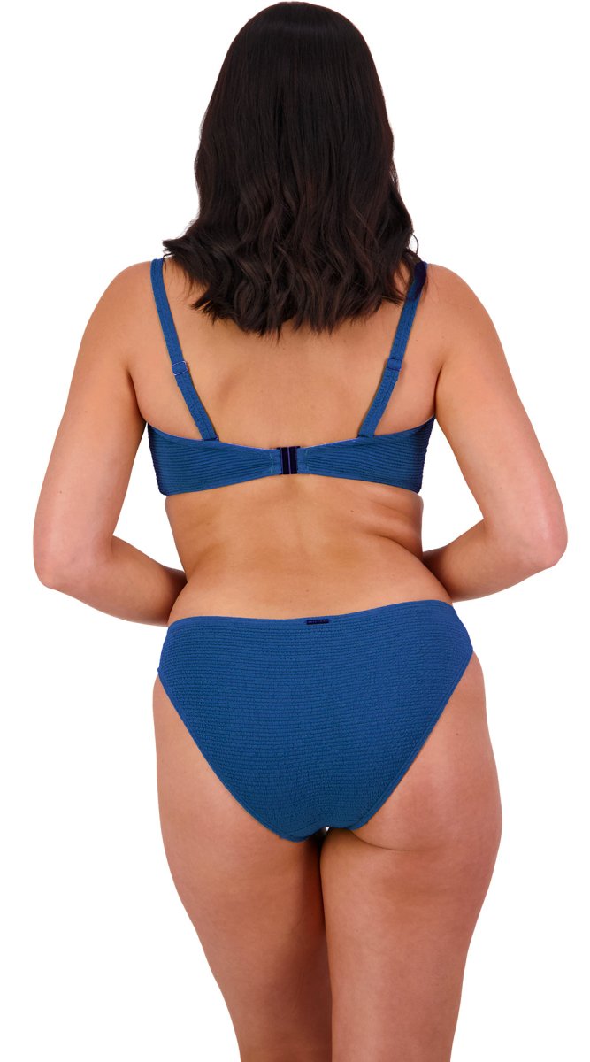 Retro Deco U/W Bandeau (C/D & DD/E) & Ruched Side Hipster (Navy) - Bare Essentials