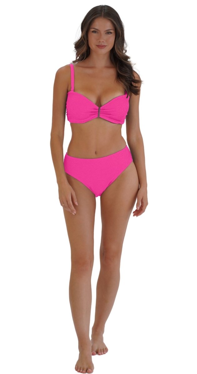 Retro Deco U/W Bandeau - DD/E cup & Midrise Pant - Hot Pink - Bare Essentials