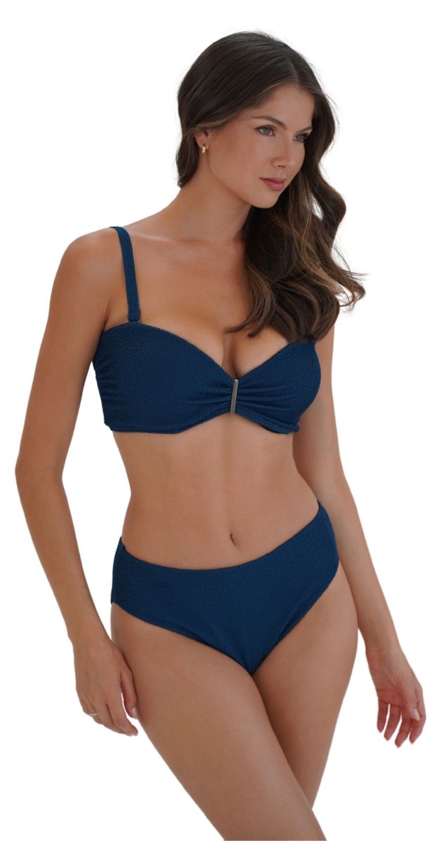 Retro Deco U/W Bandeau - DD/E cup & Midrise Pant - Ocean - Bare Essentials