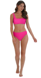 Retro Deco U/W Square Neck Top (F/G) & Mid - rise pant - Hot Pink - Bare Essentials