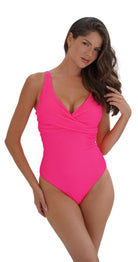 Moontide Retro Deco DD/E Cup Wrap One Piece Hot Pink supportive swimsuit Dubai