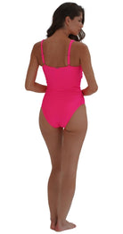 Moontide Retro Deco Wrap Swimsuit Hot Pink back view swimwear Dubai