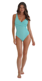 Moontide Retro Deco wrap swimsuit Sky Bare Essentials Dubai