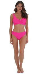 Retro Deco U/W Wrap Top (DD/E) & Mid Rise Pant - Hot Pink - Bare Essentials