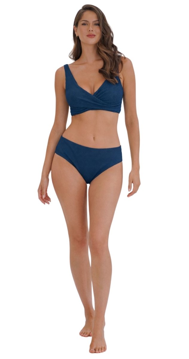 Retro Deco U/W Wrap Top (DD/E) & Mid Rise Pant - Ocean - Bare Essentials