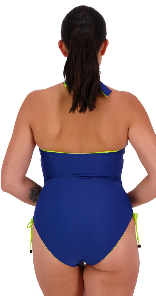 Reversible Ruched Bandeau Suit (Lime/Navy) - Bare Essentials