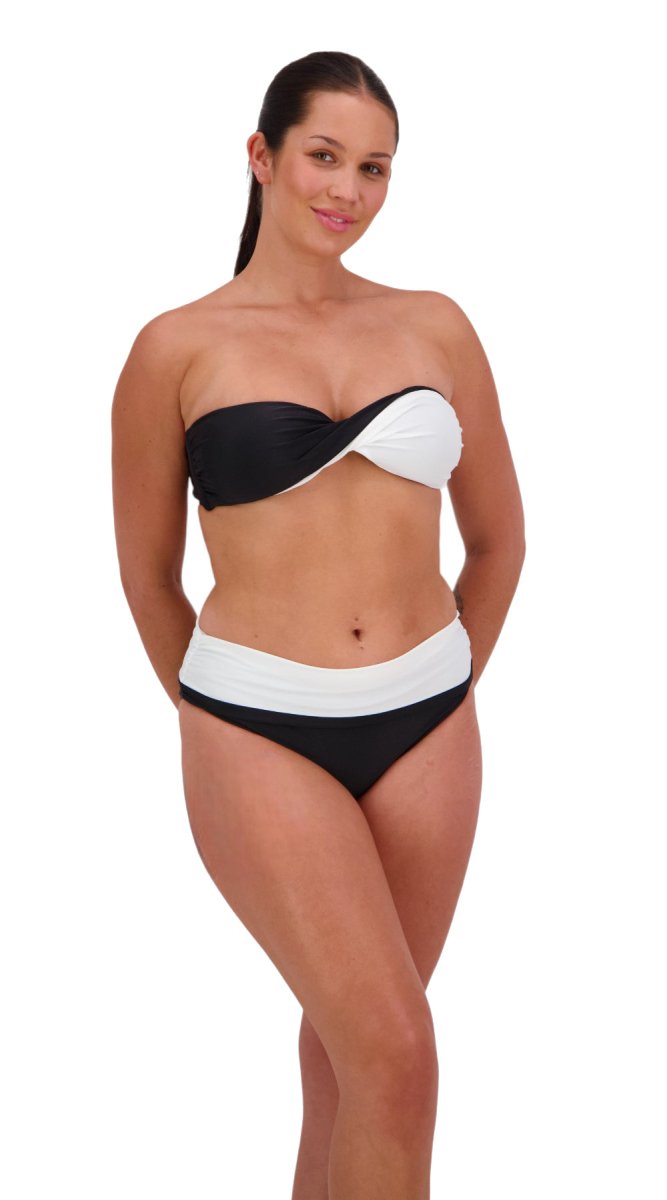 Reversible Twist Bandeau & Ruched Front Pant (Black/White) - Bare Essentials