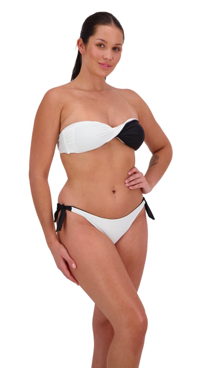 Reversible Twist Bandeau & Tie Side (Black/White) - Bare Essentials