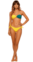 moontide reversible twist bandeau bikini yellow teal front view swimwear dubai bare essentials