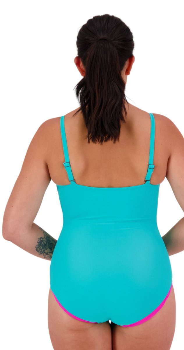 Reversible Underwired Suit (DD/E & F/G cup) - Aqua/Pink - Bare Essentials
