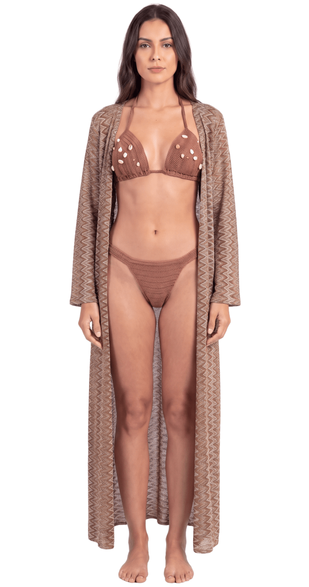 Sahara Chevron Knit Long Beach Kimono Cover Up - Bare Essentials
