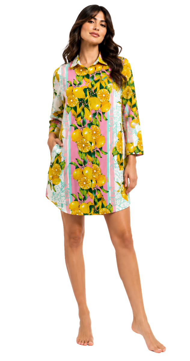 Sorrento Lemon Cotton Shirt Dress - Bare Essentials