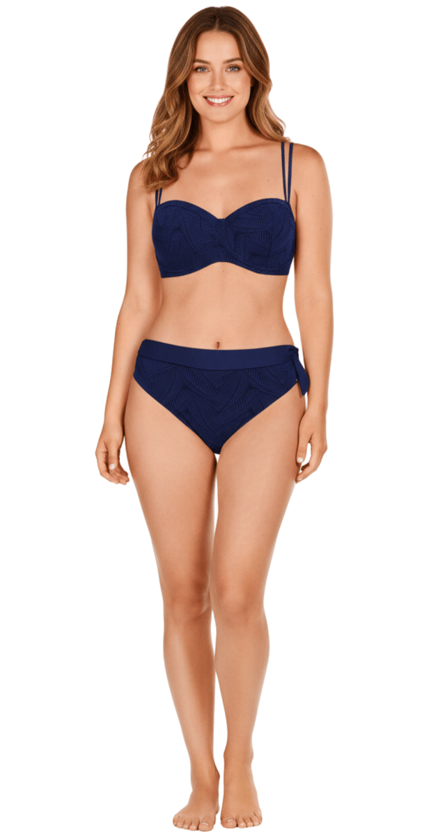 Textured D Cup Underwired Top & High Waist Fold over bottoms - Bare Essentials