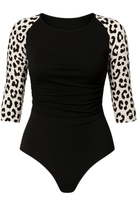 plus size tiger print sleeved tummy control swimsuit dubai