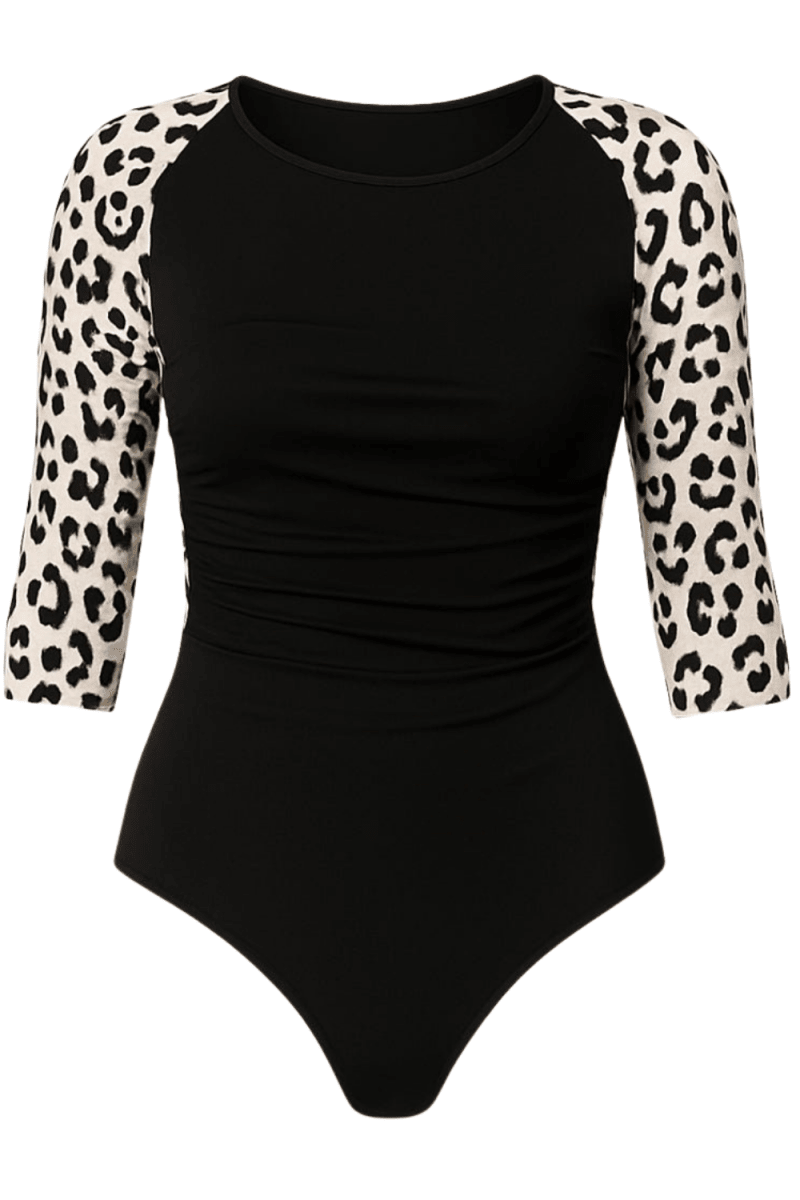 Tiger Print Sleeved Swimsuits - Bare Essentials