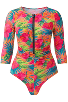 plus size tropical hibiscus sleeved tummy control swimsuit dubai modest one piece