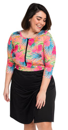 Tropical Hibiscus Sleeved Swimsuits - Bare Essentials