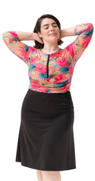 Tropical Hibiscus Sleeved Swimsuits - Bare Essentials