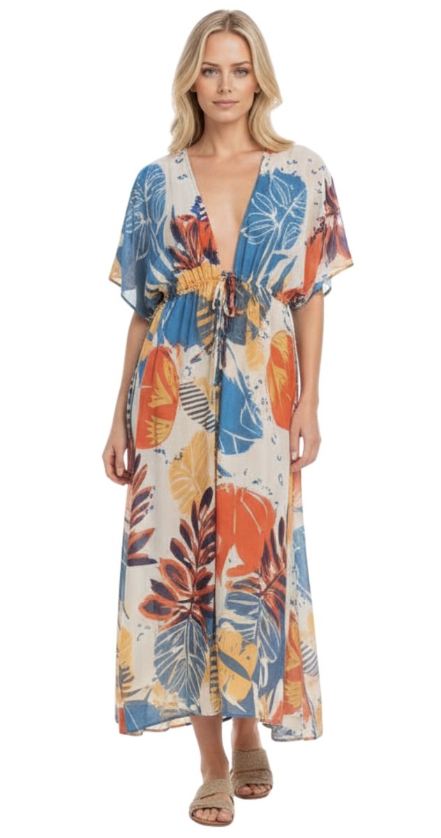 Tropical Leaf Maxi Kaftan Cover - Up - Bare Essentials