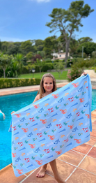 UAE Icons Kids Baby Blue Bamboo Beach Towel - Bare Essentials