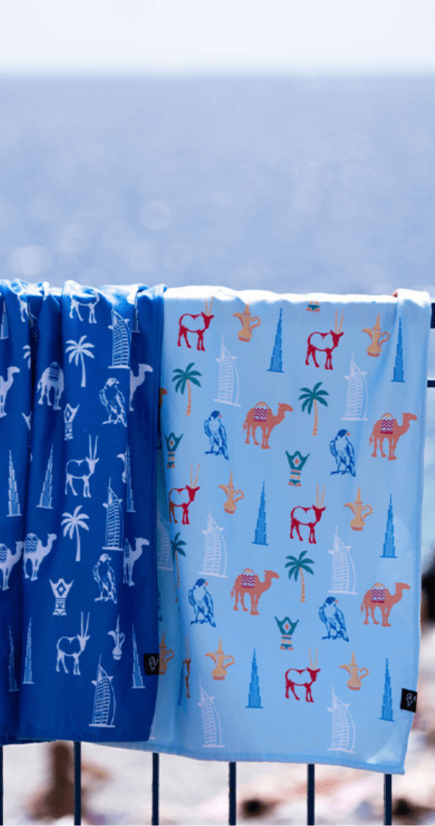 UAE Icons Kids Baby Blue Bamboo Beach Towel - Bare Essentials