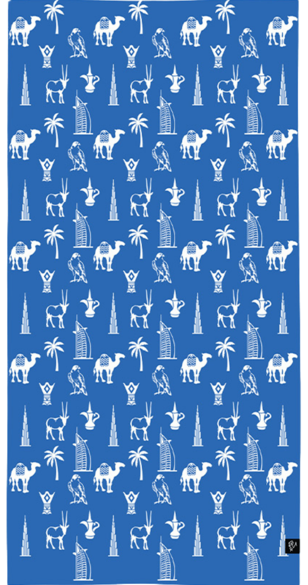 UAE Icons Kids Blue Bamboo Beach Towel - Bare Essentials