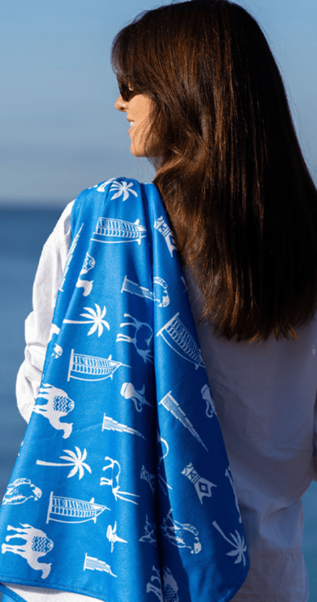 UAE Icons Kids Blue Bamboo Beach Towel - Bare Essentials